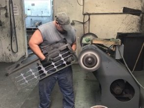 Polishing grille on machine