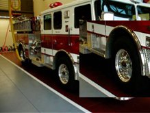 Fire truck with fabricated steps